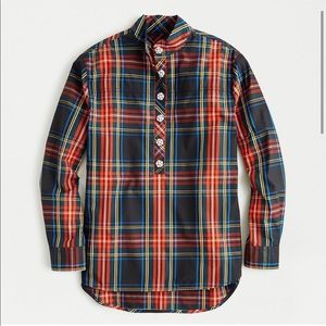 JCREW NWT Jeweled button Tartan popover tunic sz 4